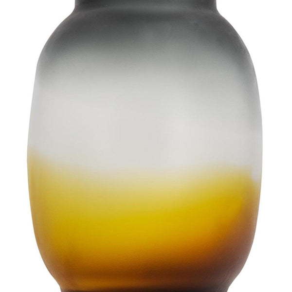 HomeRoots 11" Charcoal-Orange Ombre Glass Vase - Stylish Round Decor for Flowers, Gifts & Home Accents 574234