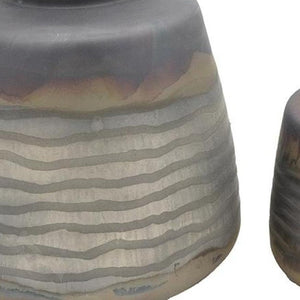 HomeRoots Set of Two Modern Black and Gray Abstract Glass Vases – Stylish Decor for Any Home or Office Space 574241