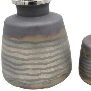 HomeRoots Set of Two Modern Black and Gray Abstract Glass Vases – Stylish Decor for Any Home or Office Space 574241
