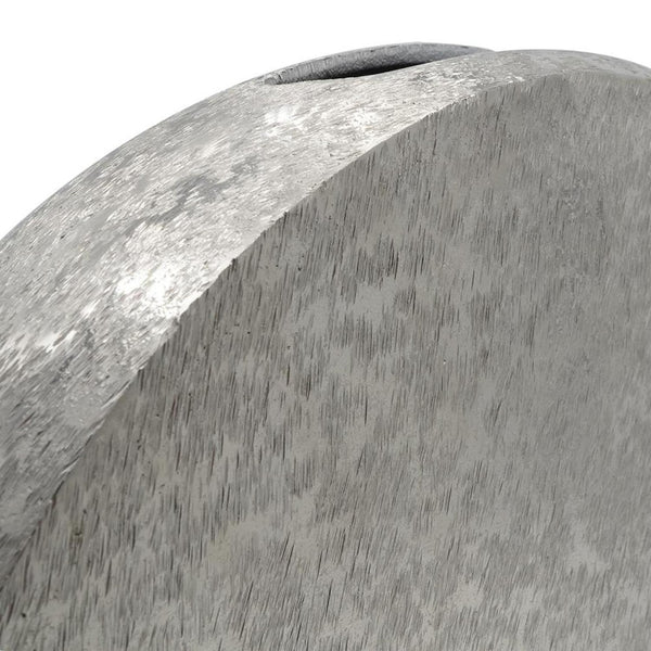 HomeRoots 15" Silver Aluminum Round Disc Vase – Modern Minimalism, Sculptural Centerpiece for Any Decor Style 574242