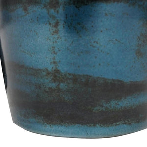 HomeRoots Set of Two Elegant Black and Blue Abstract Glass Floor Vases for Modern Home Decor & Style 574243