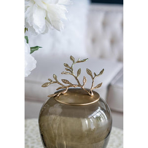 HomeRoots 14" Dark Green and Gold Glass Ginger Jar – Elegant Decorative Storage Vessel for Home Décor & Gifts 574249
