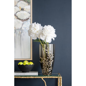 HomeRoots 15" Dark Olive Green Table Vase with Gold Branch Design – Elegant Home Décor for Flowers & Gifts 574250