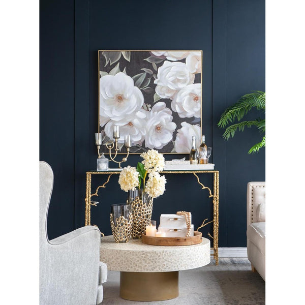 HomeRoots 15" Striking Black and Gold Cylinder Vase - Modern Aluminum and Glass Accent for Stylish Decor 574252