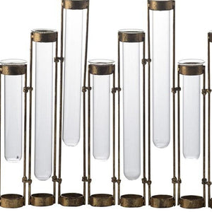 HomeRoots 17" Modern Industrial Bronze Enameled Cast Iron and Glass Nine-Bloom Table Vase for Elegant Decor 574258