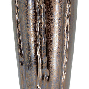 HomeRoots Set of Three Modern Bronze and Silver Round Ceramic Vases – Stylish Home Decor for Any Space 574261