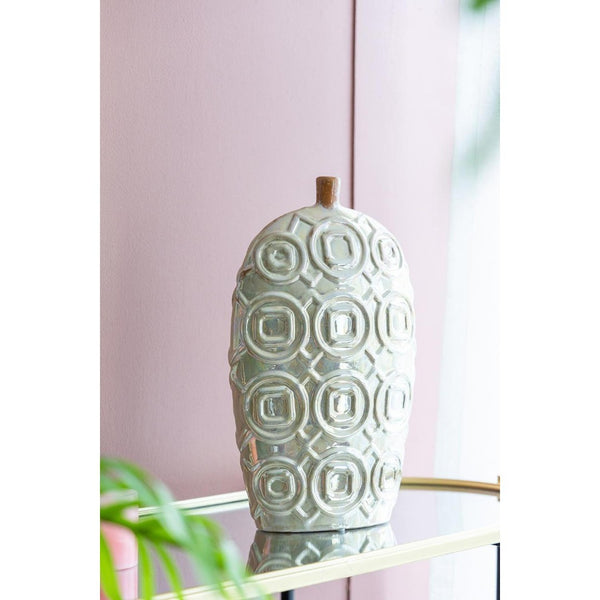 HomeRoots 20" Ivory Geometric Bud Ceramic Table Vase - Elegant Home Decor for Modern & Classic Interiors 574263