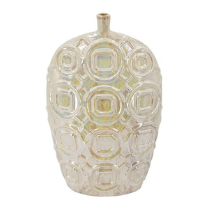 HomeRoots 20" Ivory Geometric Bud Ceramic Table Vase - Elegant Home Decor for Modern & Classic Interiors 574263