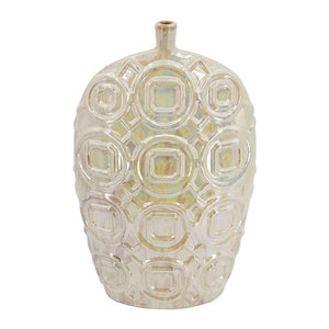 HomeRoots 20" Ivory Geometric Bud Ceramic Table Vase - Elegant Home Decor for Modern & Classic Interiors 574263