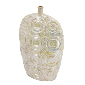 HomeRoots 20" Ivory Geometric Bud Ceramic Table Vase - Elegant Home Decor for Modern & Classic Interiors 574263