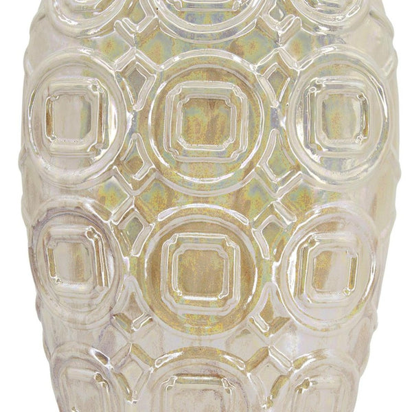 HomeRoots 20" Ivory Geometric Bud Ceramic Table Vase - Elegant Home Decor for Modern & Classic Interiors 574263