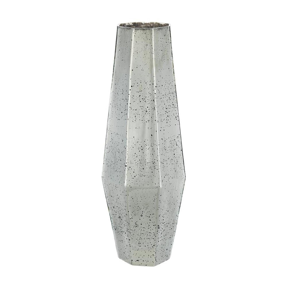 HomeRoots 20" Silver Cylinder Glass Table Vase - Elegant Vintage-Inspired Decor for Home or Office Accent 574269