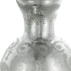 HomeRoots 18" Silver Floral Round Glass Table Vase - Elegant Home Decor Accent for Modern & Traditional Styles 574271
