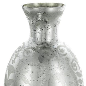 HomeRoots 18" Silver Floral Round Glass Table Vase - Elegant Home Decor Accent for Modern & Traditional Styles 574271