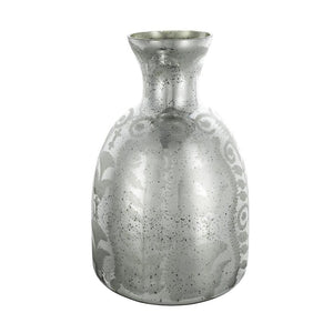 HomeRoots 18" Silver Floral Round Glass Table Vase - Elegant Home Decor Accent for Modern & Traditional Styles 574271