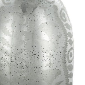 HomeRoots 18" Silver Floral Round Glass Table Vase - Elegant Home Decor Accent for Modern & Traditional Styles 574271