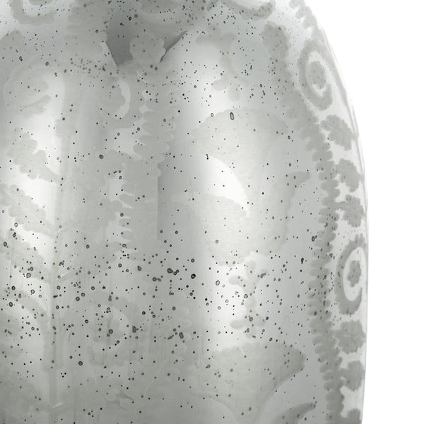 HomeRoots 18" Silver Floral Round Glass Table Vase - Elegant Home Decor Accent for Modern & Traditional Styles 574271