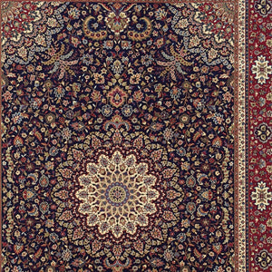 HomeRoots 6' Blue Oriental Round Rug - Elegant Design, Durable & Stain-Resistant for High-Traffic Spaces 5' X 8' 574274