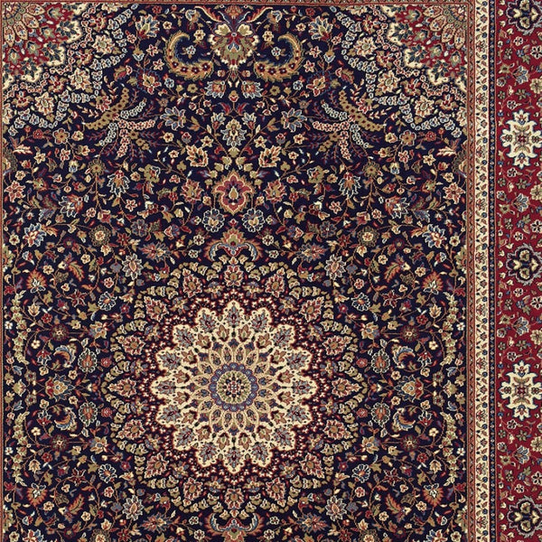HomeRoots 6' Blue Oriental Round Rug - Elegant Design, Durable & Stain-Resistant for High-Traffic Spaces 5' X 8' 574274