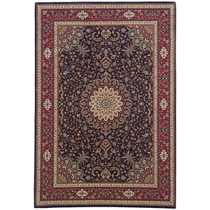HomeRoots 6' Blue Oriental Round Rug - Elegant Design, Durable & Stain-Resistant for High-Traffic Spaces 10' X 13' 574275