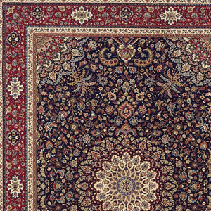HomeRoots 6' Blue Oriental Round Rug - Elegant Design, Durable & Stain-Resistant for High-Traffic Spaces 7' X 10' 574277