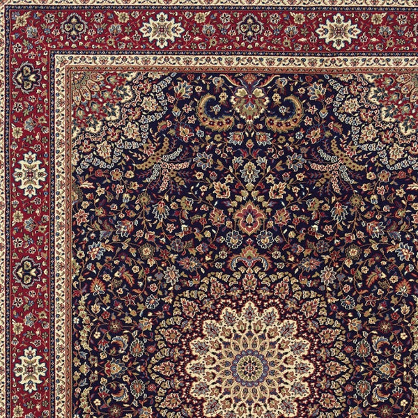 HomeRoots 6' Blue Oriental Round Rug - Elegant Design, Durable & Stain-Resistant for High-Traffic Spaces 7' X 10' 574277