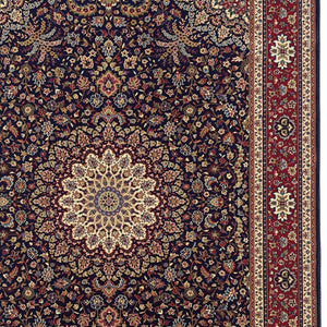 HomeRoots 6' Blue Oriental Round Rug - Elegant Design, Durable & Stain-Resistant for High-Traffic Spaces 8' X 11' 574278