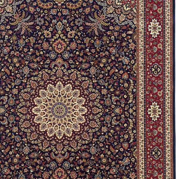 HomeRoots 6' Blue Oriental Round Rug - Elegant Design, Durable & Stain-Resistant for High-Traffic Spaces 8' X 11' 574278