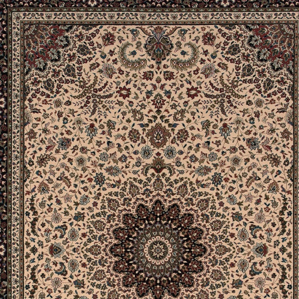 HomeRoots 6' Blue Oriental Round Rug - Elegant Design, Durable & Stain-Resistant for High-Traffic Spaces 4' X 6' 574280