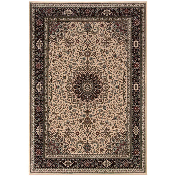 HomeRoots 6' Blue Oriental Round Rug - Elegant Design, Durable & Stain-Resistant for High-Traffic Spaces 5' X 8' 574281