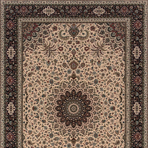 HomeRoots 6' Blue Oriental Round Rug - Elegant Design, Durable & Stain-Resistant for High-Traffic Spaces 5' X 8' 574281
