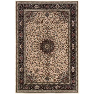 HomeRoots 6' Blue Oriental Round Rug - Elegant Design, Durable & Stain-Resistant for High-Traffic Spaces 5' X 8' 574281