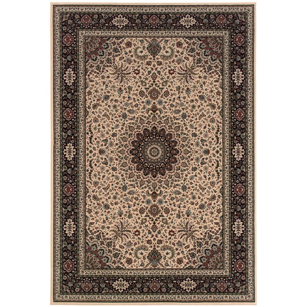 HomeRoots 6' Blue Oriental Round Rug - Elegant Design, Durable & Stain-Resistant for High-Traffic Spaces 5' X 8' 574281