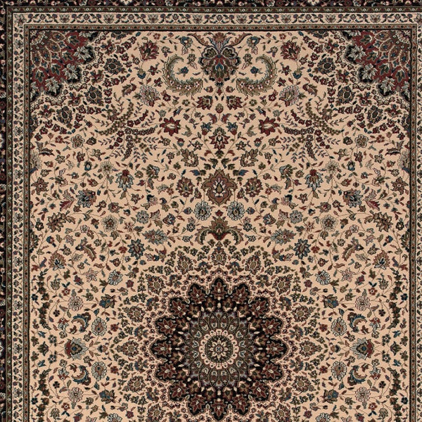 HomeRoots 6' Blue Oriental Round Rug - Elegant Design, Durable & Stain-Resistant for High-Traffic Spaces 8' X 11' 574283