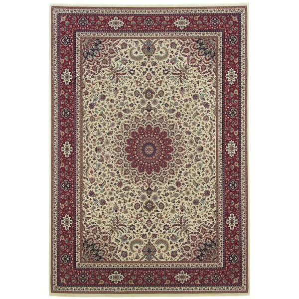 HomeRoots 6' Blue Oriental Round Rug - Elegant Design, Durable & Stain-Resistant for High-Traffic Spaces 4' X 6' 574285