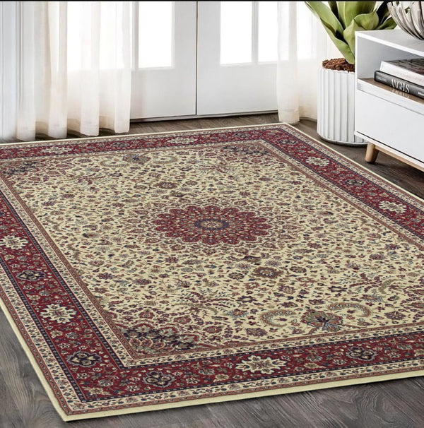 HomeRoots 6' Blue Oriental Round Rug - Elegant Design, Durable & Stain-Resistant for High-Traffic Spaces 5' X 8' 574286