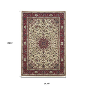 HomeRoots 6' Blue Oriental Round Rug - Elegant Design, Durable & Stain-Resistant for High-Traffic Spaces 8' X 11' 574288