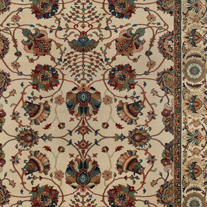 HomeRoots 6' Ivory Floral Round Rug - Elegant, Durable, Stain-Resistant Design for Timeless Home Décor Appeal 5' X 8' 574289