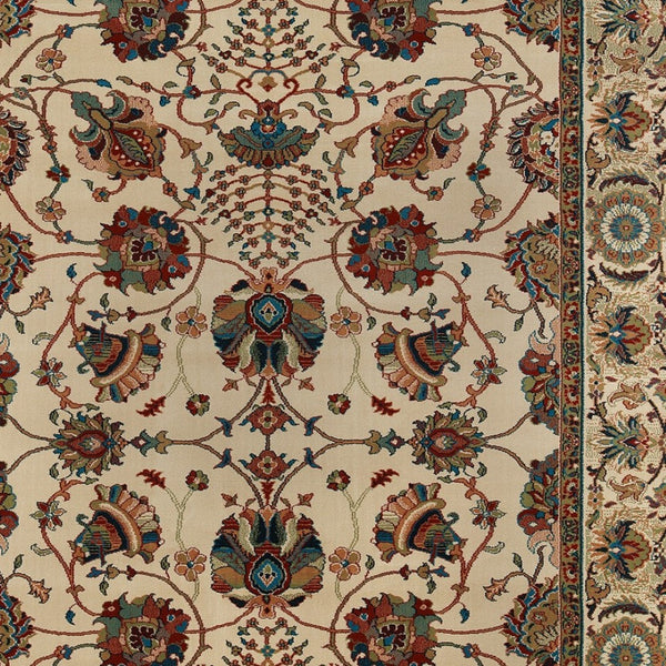 HomeRoots 6' Ivory Floral Round Rug - Elegant, Durable, Stain-Resistant Design for Timeless Home Décor Appeal 5' X 8' 574289