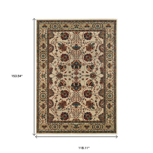 HomeRoots 6' Ivory Floral Round Rug - Elegant, Durable, Stain-Resistant Design for Timeless Home Décor Appeal 10' X 13' 574290