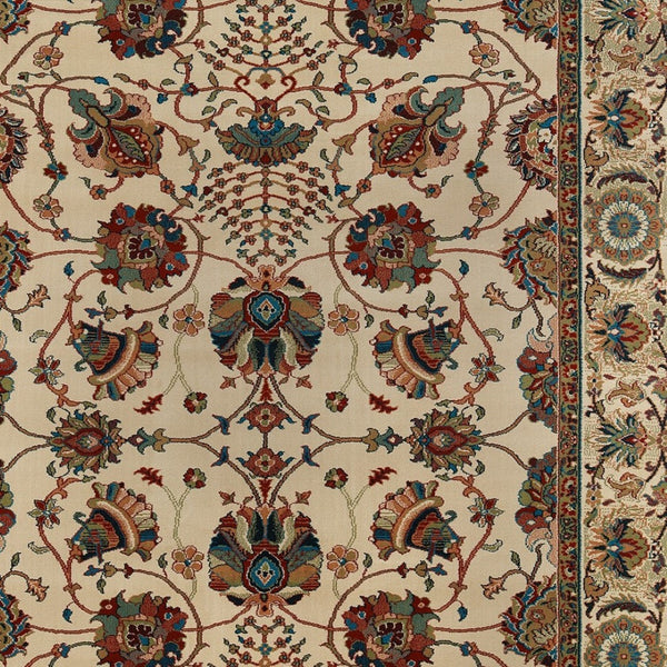 HomeRoots 6' Ivory Floral Round Rug - Elegant, Durable, Stain-Resistant Design for Timeless Home Décor Appeal 10' X 13' 574290