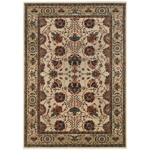 HomeRoots 6' Ivory Floral Round Rug - Elegant, Durable, Stain-Resistant Design for Timeless Home Décor Appeal 4' X 6' 574291