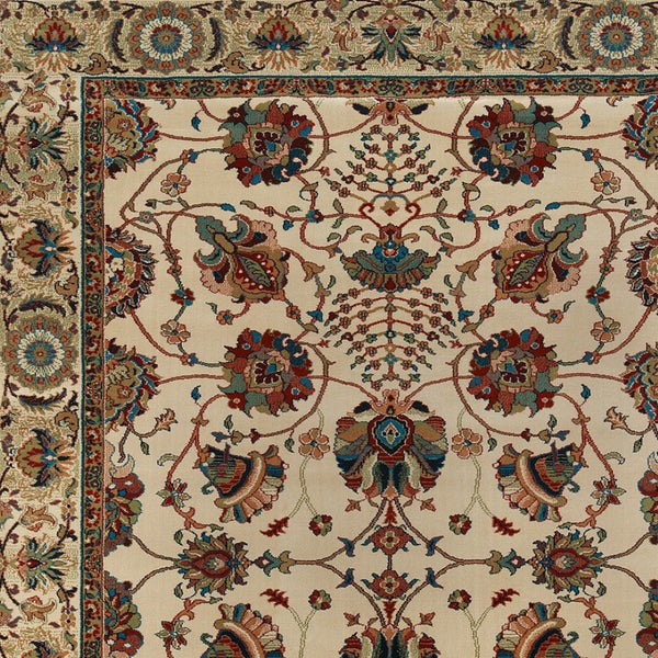 HomeRoots 6' Ivory Floral Round Rug - Elegant, Durable, Stain-Resistant Design for Timeless Home Décor Appeal 4' X 6' 574291