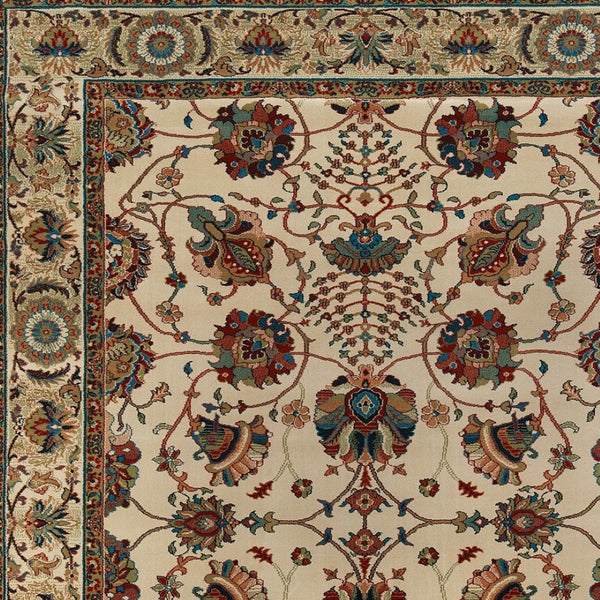 HomeRoots 6' Ivory Floral Round Rug - Elegant, Durable, Stain-Resistant Design for Timeless Home Décor Appeal 7' X 10' 574292