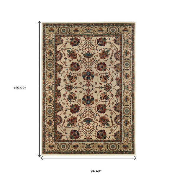 HomeRoots 6' Ivory Floral Round Rug - Elegant, Durable, Stain-Resistant Design for Timeless Home Décor Appeal 8' X 11' 574293