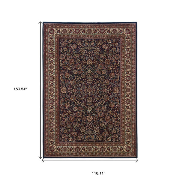 HomeRoots 6' Elegant Round Oriental Rug in Ivory, Black & Red - Timeless Style for Modern Spaces 10' X 13' 574295