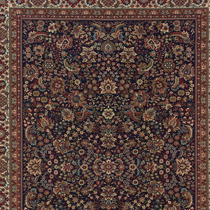 HomeRoots 6' Elegant Round Oriental Rug in Ivory, Black & Red - Timeless Style for Modern Spaces 4' X 6' 574296