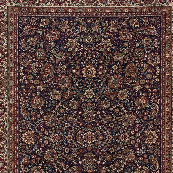 HomeRoots 6' Elegant Round Oriental Rug in Ivory, Black & Red - Timeless Style for Modern Spaces 4' X 6' 574296