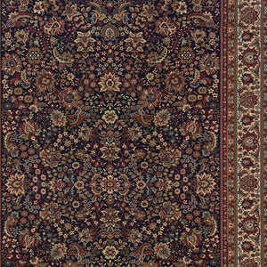 HomeRoots 6' Elegant Round Oriental Rug in Ivory, Black & Red - Timeless Style for Modern Spaces 5' X 8' 574297