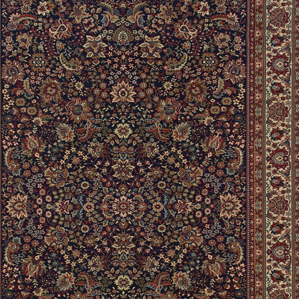 HomeRoots 6' Elegant Round Oriental Rug in Ivory, Black & Red - Timeless Style for Modern Spaces 5' X 8' 574297